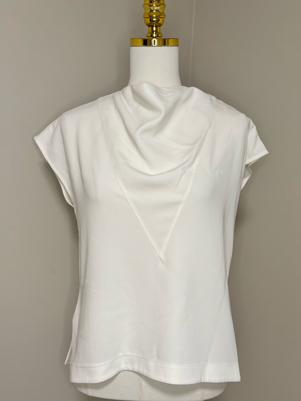 Proenza Schouler White Matte Viscose Crepe Cowl Neck Top Size 2